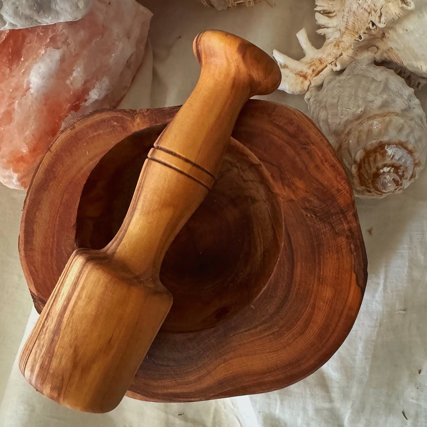 Italian Olive Wood Mortar & Pestal